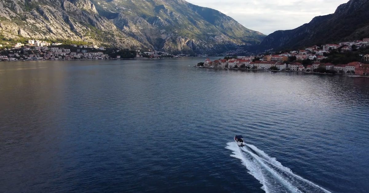 Aerial view of the Bay of Kotor and red rooftops